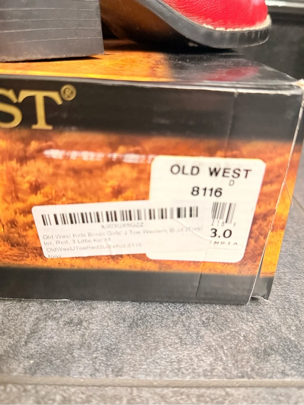 Old West Kids Red Leather Western Cowboy Boots Girls Size 3 EUC w/ Box